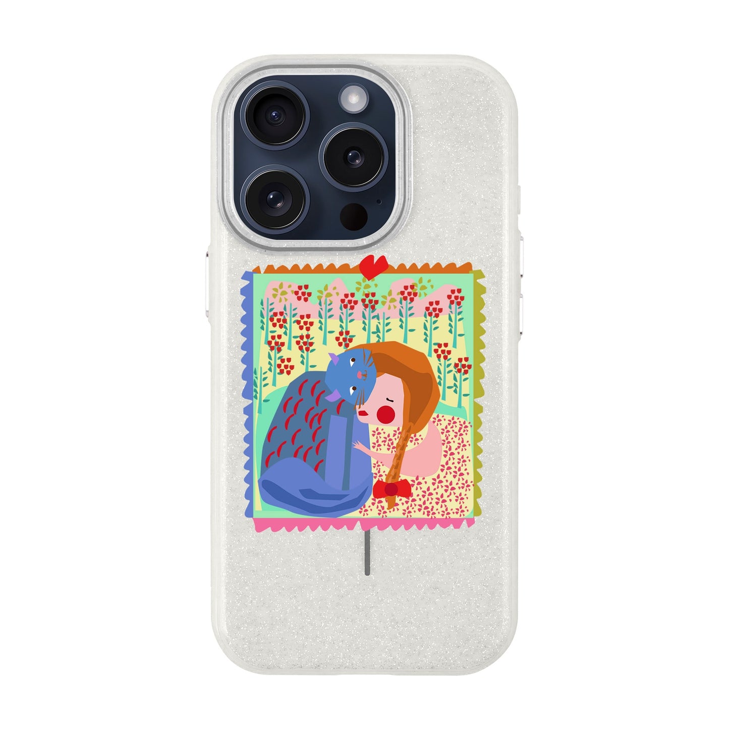 KEDİ POSTA PULU-iPhone 15 Pro Radiant Kılıf MagSafe Özellikli