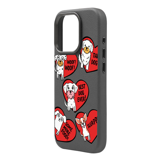 DOGS WITH HEARTS-Leather Premium Kılıf MagSafe Özellikli - iPhone 15 Pro Max
