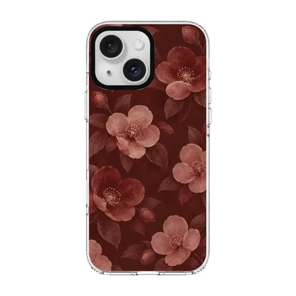 BURGUNDY BLOOM-Clear Kılıf MagSafe Özellikli - iPhone 15