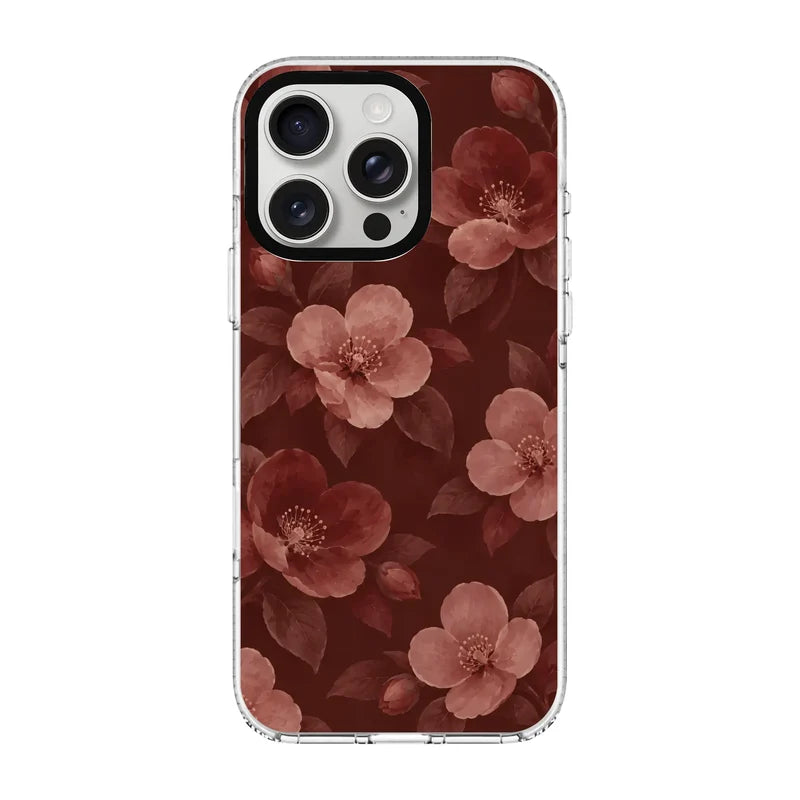 BURGUNDY BLOOM-Clear Kılıf MagSafe Özellikli - iPhone 14 Pro