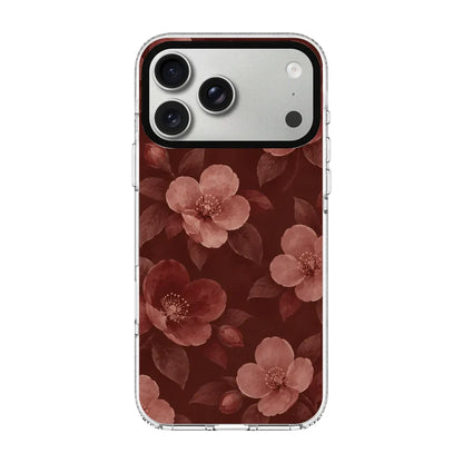 BURGUNDY BLOOM-Clear Kılıf MagSafe Özellikli - iPhone 17 Pro