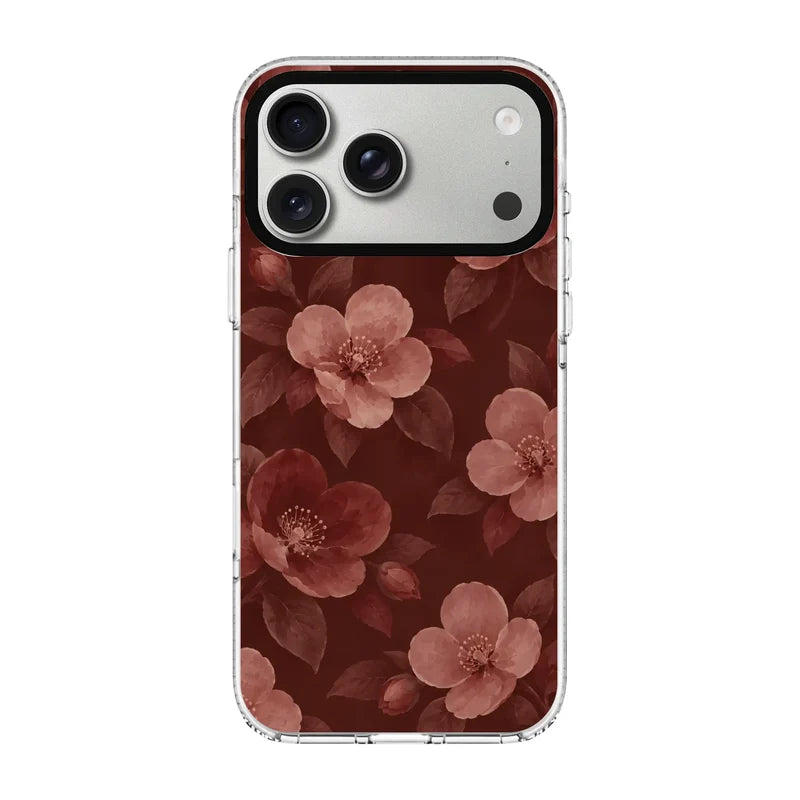 BURGUNDY BLOOM-Clear Kılıf MagSafe Özellikli - iPhone 18 Pro