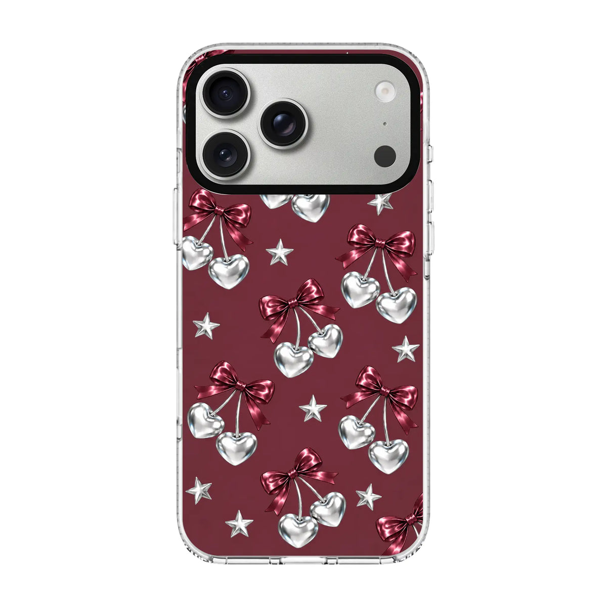 BURGUNDY CHARM-Clear Kılıf MagSafe Özellikli - iPhone 18 Pro