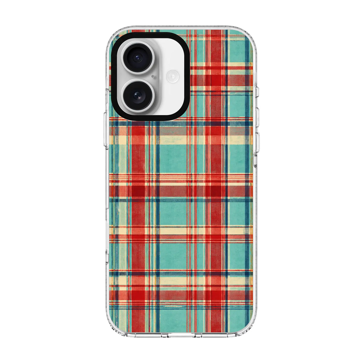 CORAL PLAID-Clear Kılıf MagSafe Özellikli - iPhone 17