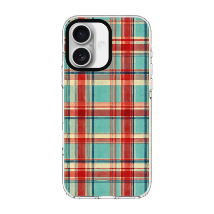 CORAL PLAID-Clear Kılıf MagSafe Özellikli - iPhone 17