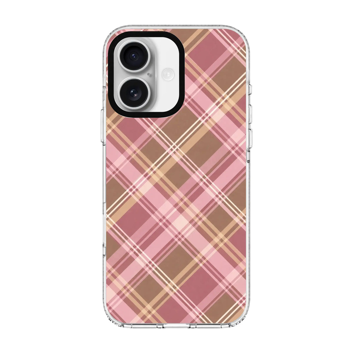 ROSY PLAID-Clear Kılıf MagSafe Özellikli - iPhone 16 Plus