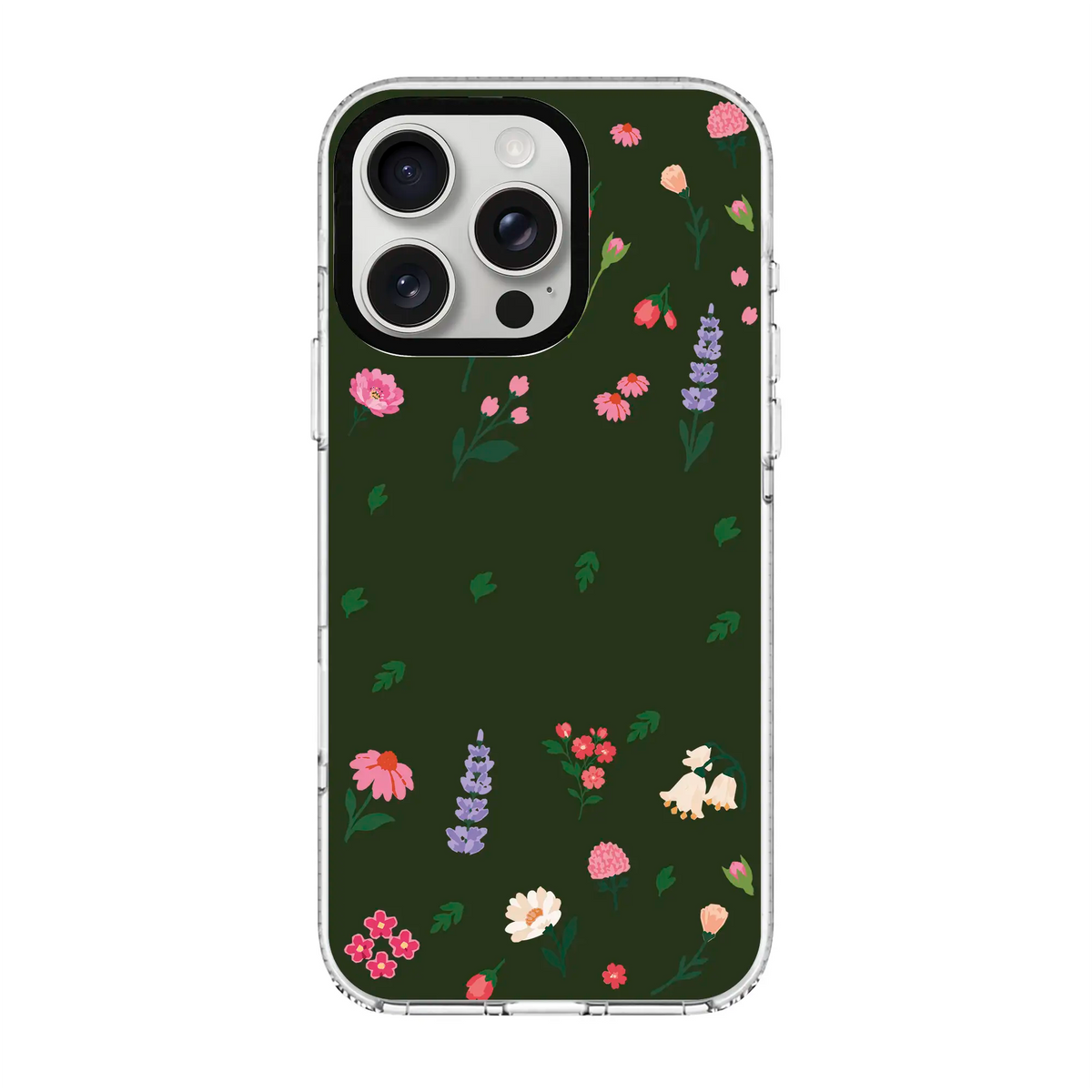 KİŞİYE ÖZEL LITTLE BLOSSOMS ORMAN YEŞİLİ-Clear Kılıf MagSafe Özellikli - iPhone 13 Pro