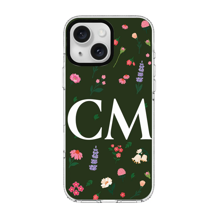 KİŞİYE ÖZEL LITTLE BLOSSOMS ORMAN YEŞİLİ-Clear Kılıf MagSafe Özellikli - iPhone 14