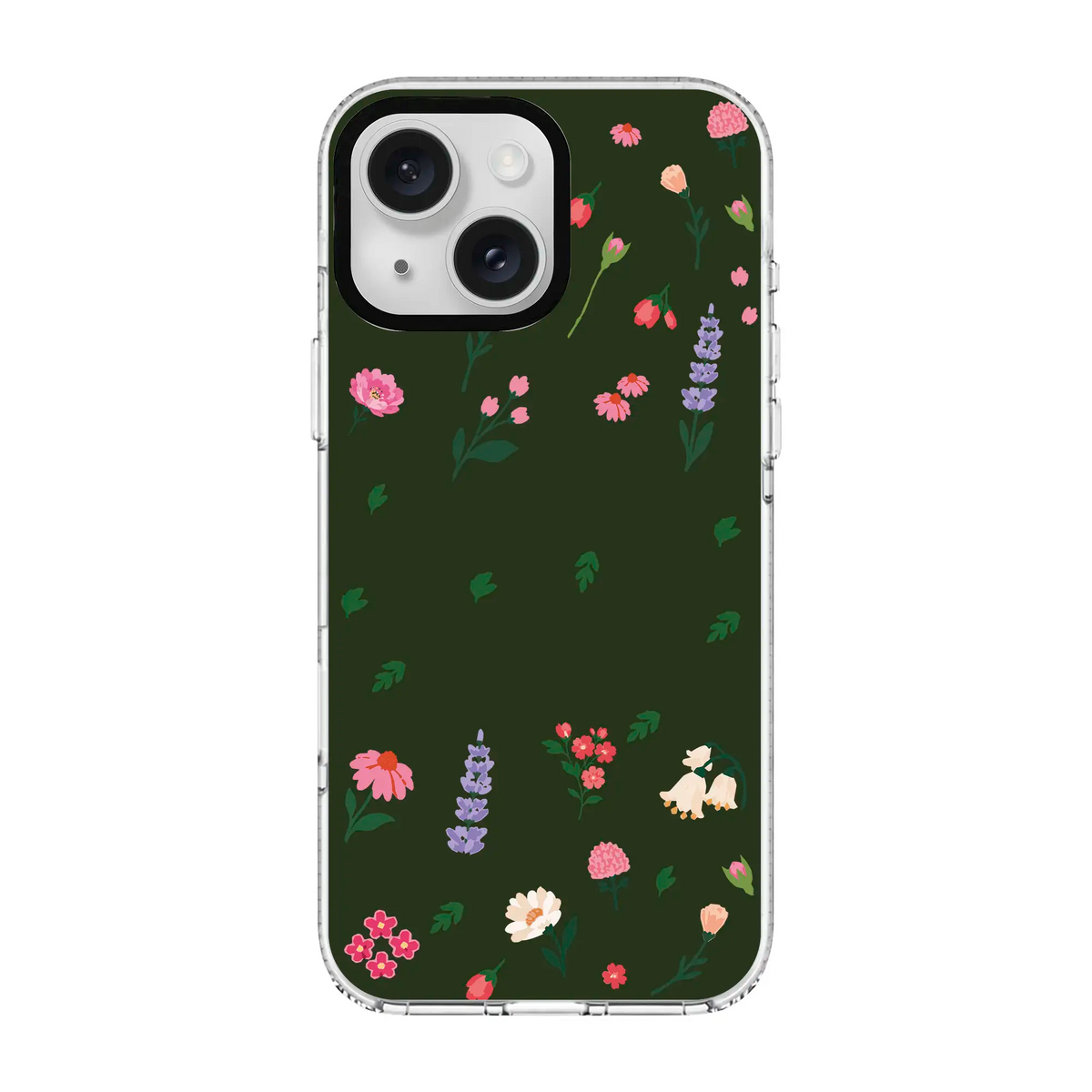 KİŞİYE ÖZEL LITTLE BLOSSOMS ORMAN YEŞİLİ-Clear Kılıf MagSafe Özellikli - iPhone 14