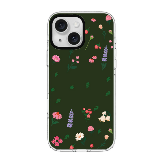 KİŞİYE ÖZEL LITTLE BLOSSOMS ORMAN YEŞİLİ-Clear Kılıf MagSafe Özellikli - iPhone 17e