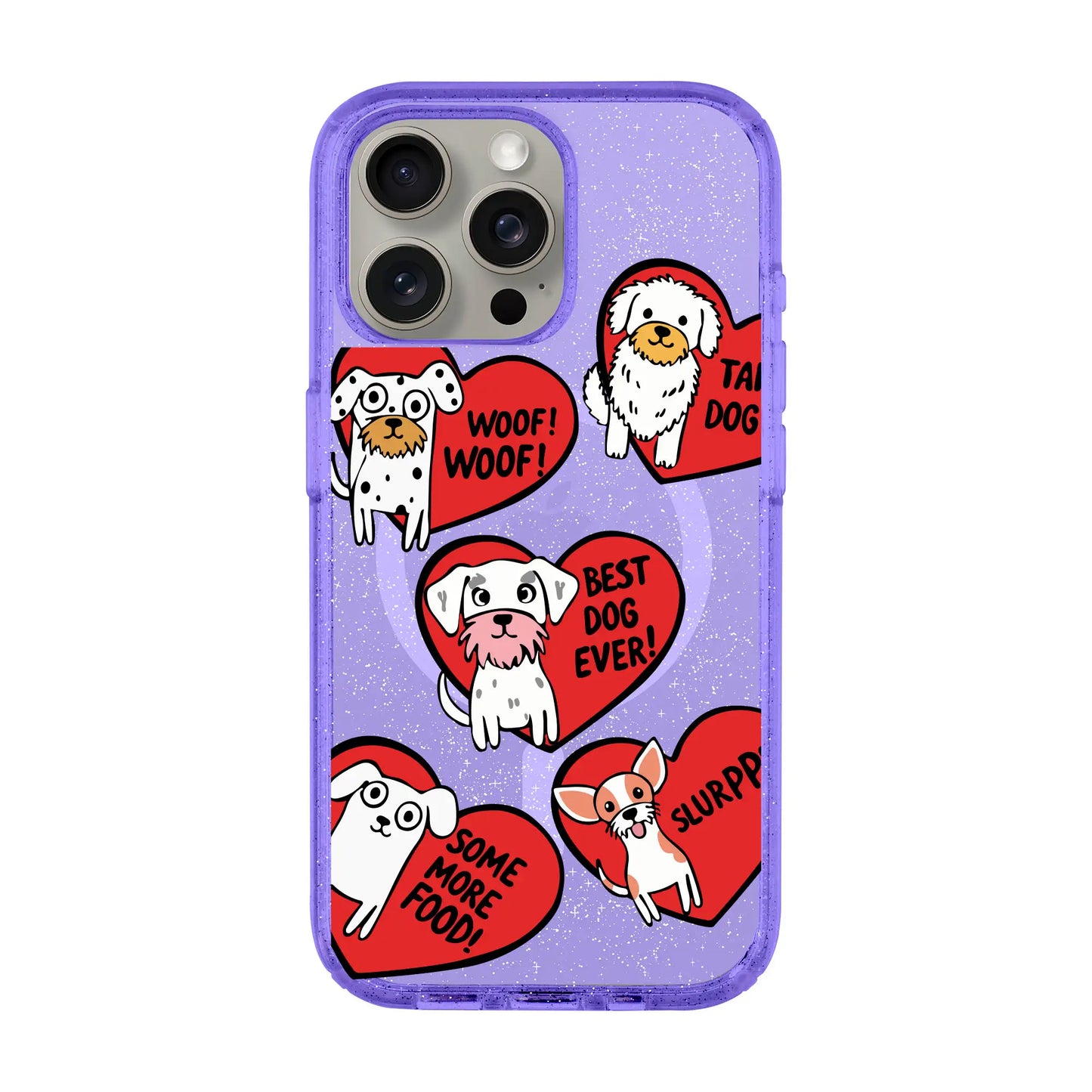 DOGS WITH HEARTS-iPhone 15 Pro Shiny Kılıf MagSafe Özellikli