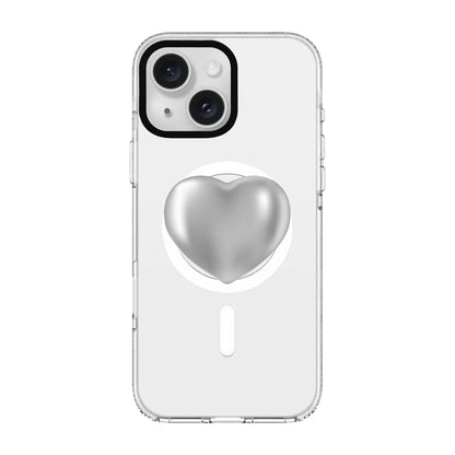 SILVER HEART-Clear Kılıf MagSafe Özellikli - iPhone 15 Plus