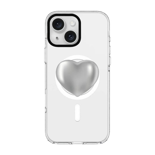 SILVER HEART-Clear Kılıf MagSafe Özellikli - iPhone 15 Plus