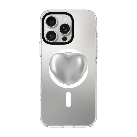 SILVER HEART-Clear Kılıf MagSafe Özellikli - iPhone 16 Pro Max