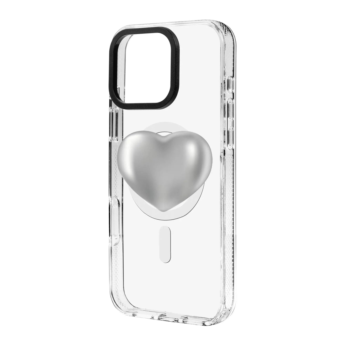SILVER HEART-Clear Kılıf MagSafe Özellikli - iPhone 15 Pro