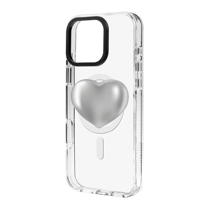 SILVER HEART-Clear Kılıf MagSafe Özellikli - iPhone 15 Plus