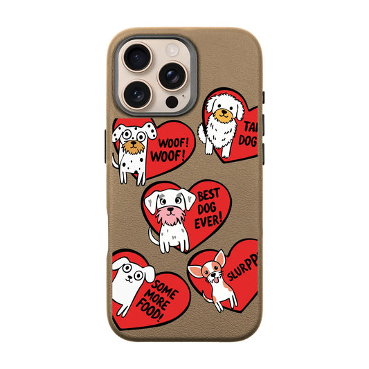 DOGS WITH HEARTS-Leather Premium Kılıf MagSafe Özellikli - iPhone 16 Pro