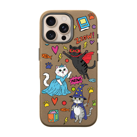 FANTASTIC CATS-Leather Premium Kılıf MagSafe Özellikli - iPhone 16 Pro