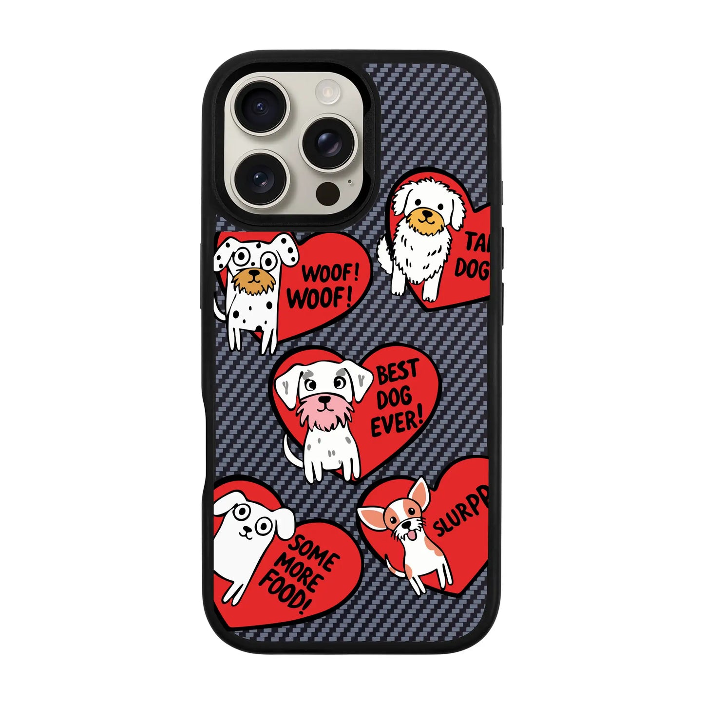 DOGS WITH HEARTS-iPhone 16 Pro Max Plaid Kılıf MagSafe Özellikli