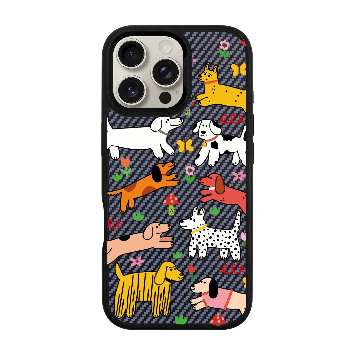 CHEERFUL DOGS-iPhone 16 Pro Plaid Kılıf MagSafe Özellikli