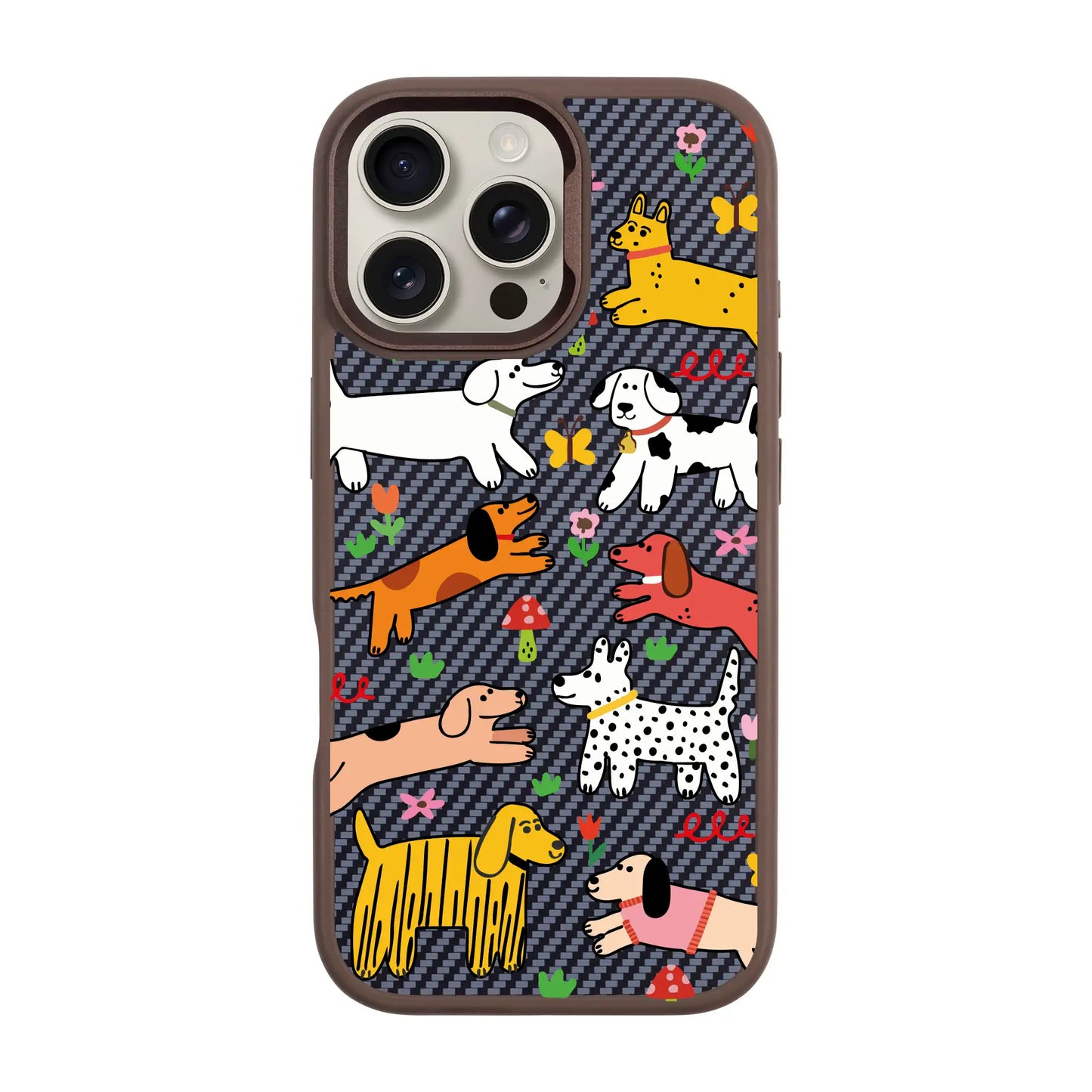 CHEERFUL DOGS-iPhone 16 Pro Plaid Kılıf MagSafe Özellikli