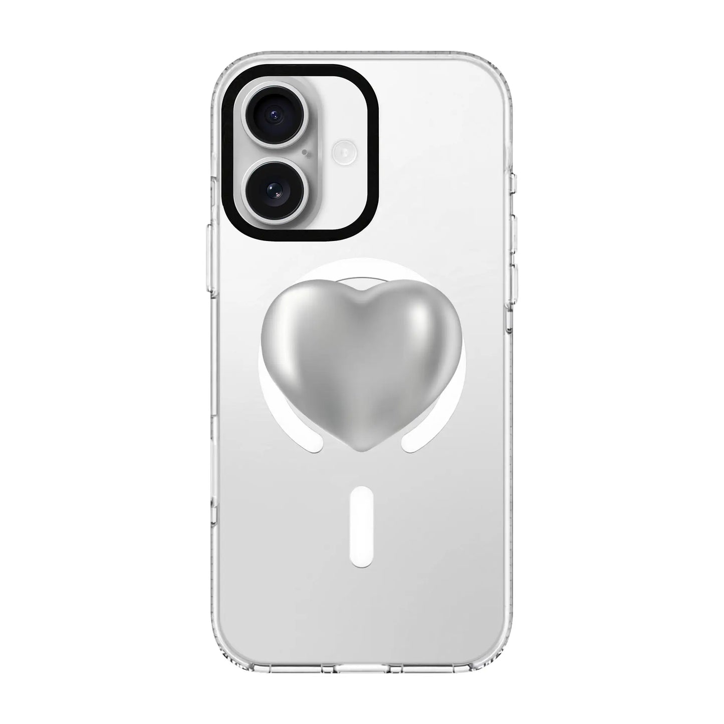 SILVER HEART-Clear Kılıf MagSafe Özellikli - iPhone 16 Plus