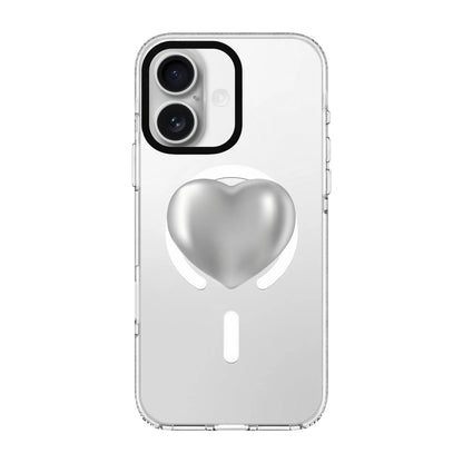 SILVER HEART-Clear Kılıf MagSafe Özellikli - iPhone 16 Plus