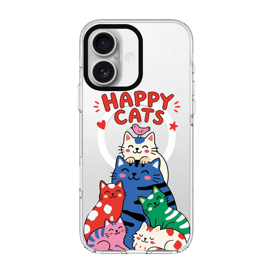 HAPPY CATS-Clear Kılıf MagSafe Özellikli - iPhone 16