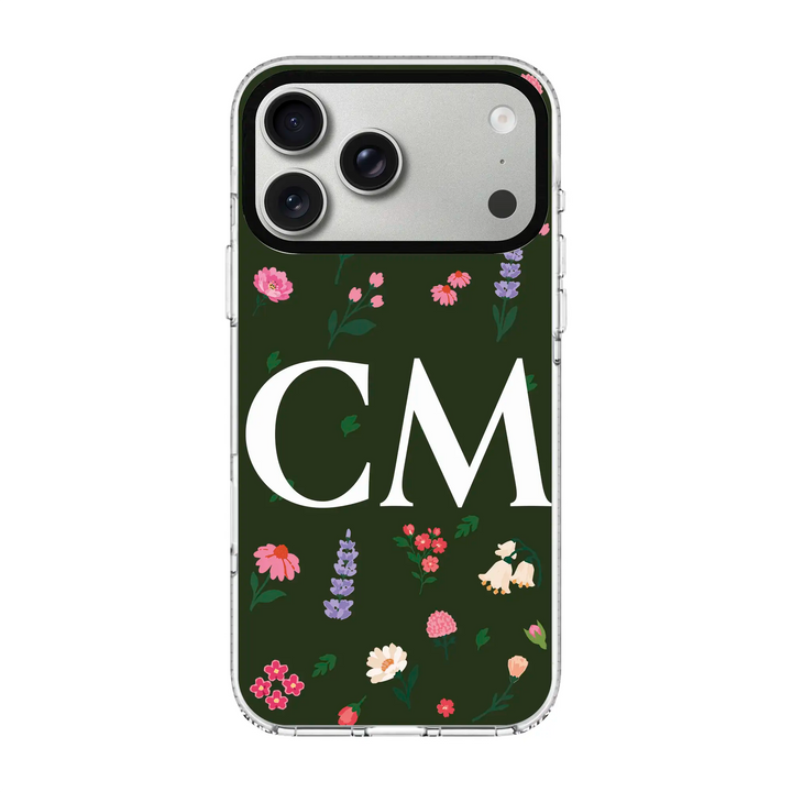 KİŞİYE ÖZEL LITTLE BLOSSOMS ORMAN YEŞİLİ-Clear Kılıf MagSafe Özellikli - iPhone 17 Pro Max