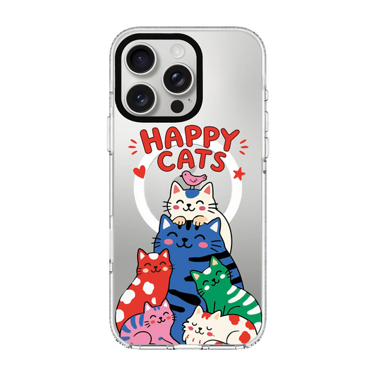 HAPPY CATS-Clear Kılıf MagSafe Özellikli - iPhone 12 Pro Max
