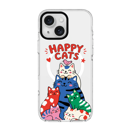 HAPPY CATS-Clear Kılıf MagSafe Özellikli - iPhone 11