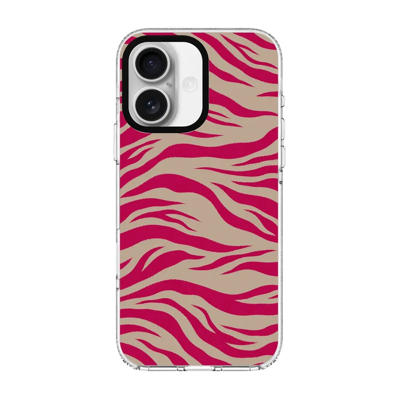 FUCHSIA ZEBRA-Clear Kılıf MagSafe Özellikli - iPhone 16 Plus