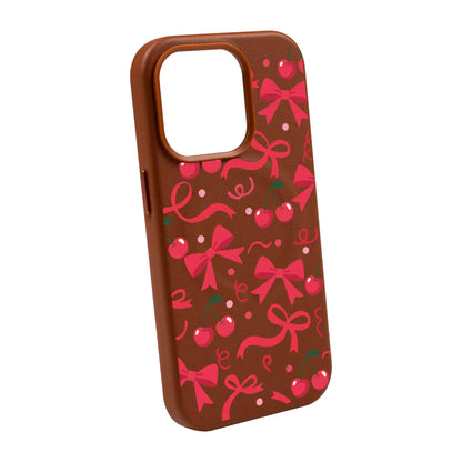 CHERRY RIBBON-Leather Kılıf MagSafe Özellikli - iPhone 13