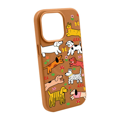 CHEERFUL DOGS-iPhone 13 Leather Kılıf MagSafe Özellikli