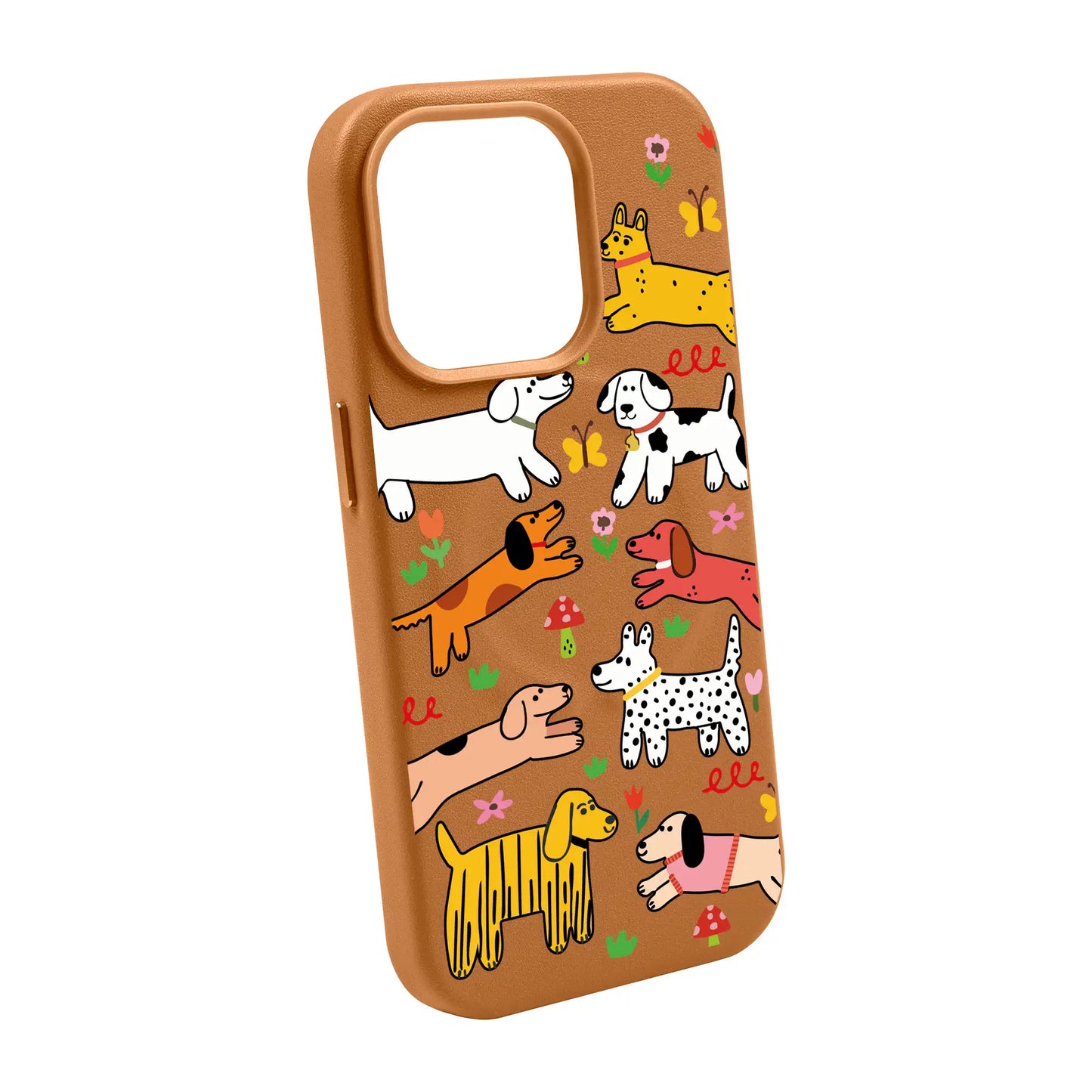 CHEERFUL DOGS-iPhone 14 Leather Kılıf MagSafe Özellikli