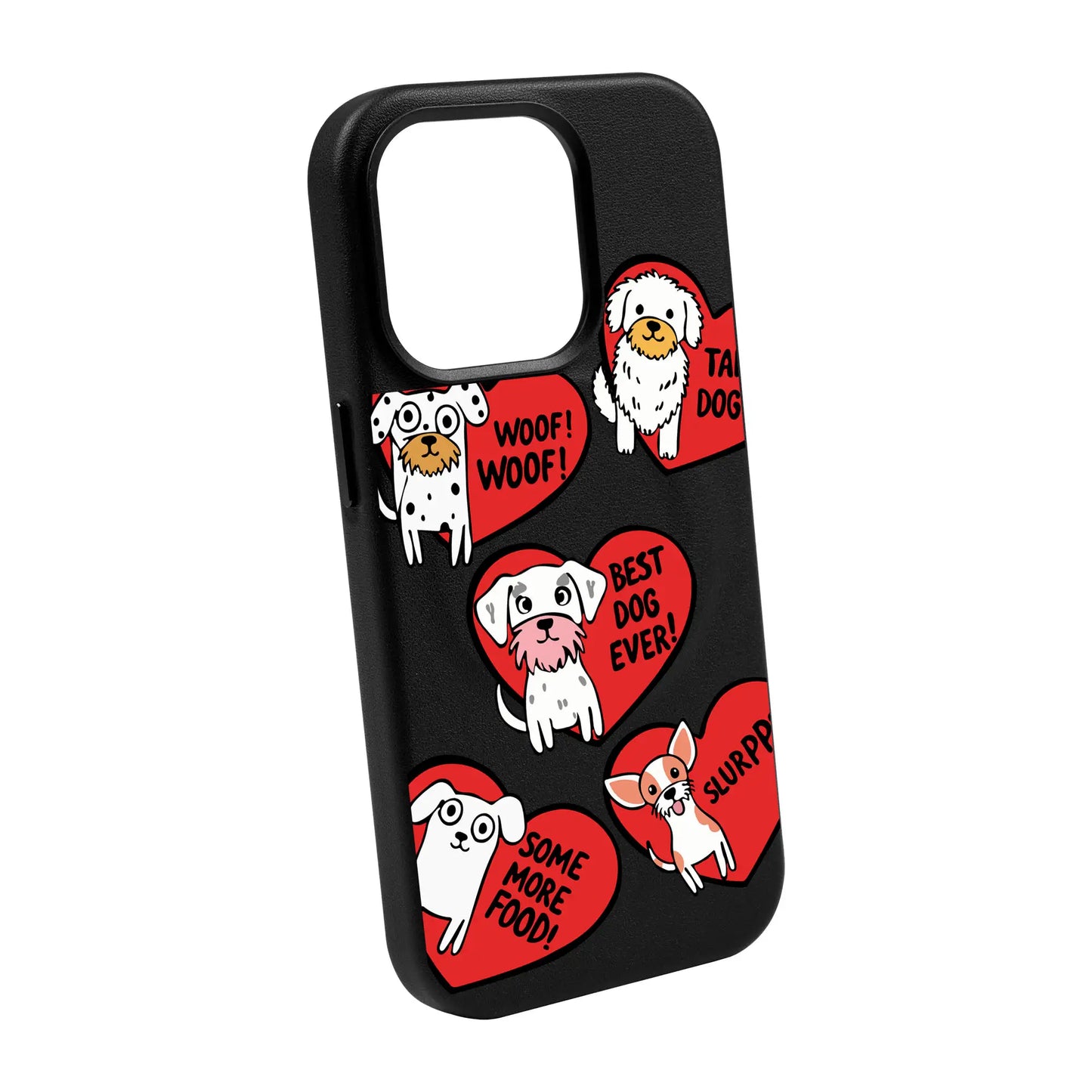 DOGS WITH HEARTS-iPhone 14 Leather Kılıf MagSafe Özellikli
