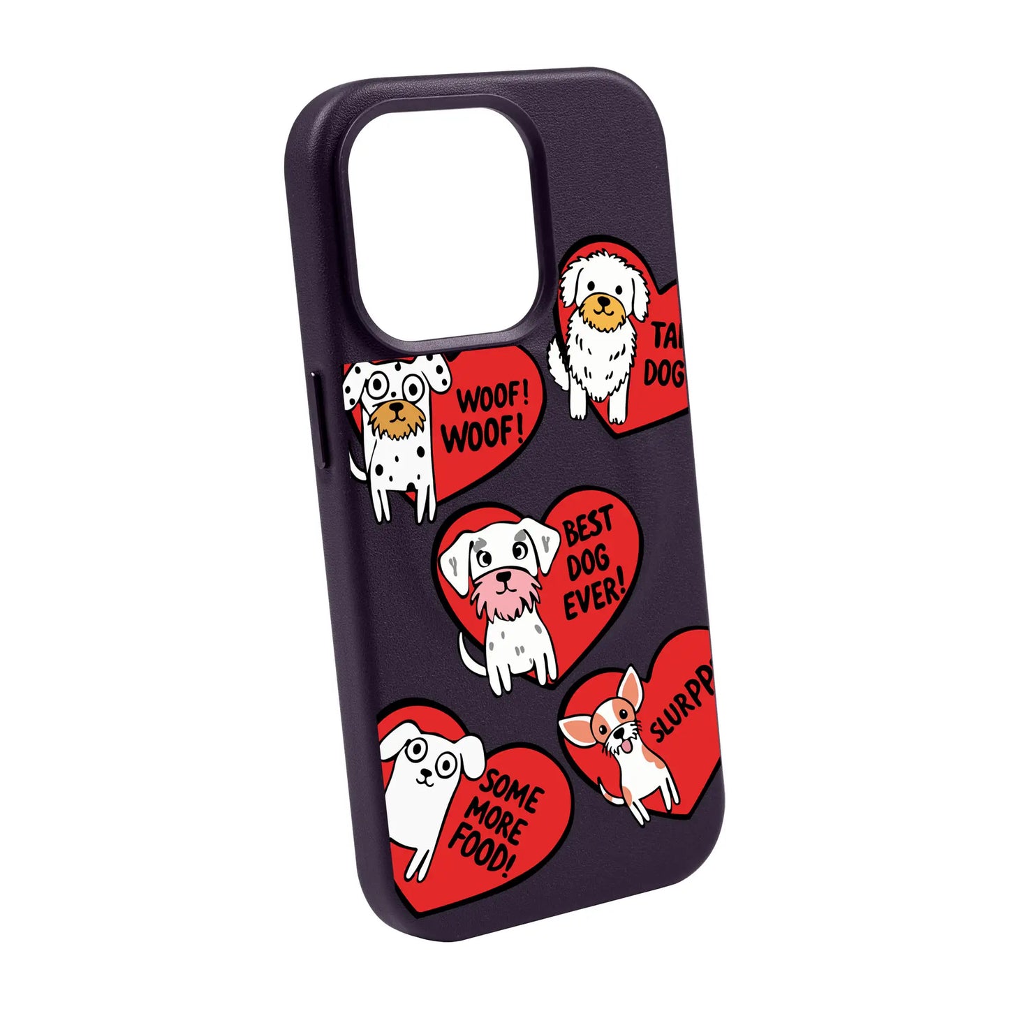 DOGS WITH HEARTS-iPhone 14 Pro Leather Kılıf MagSafe Özellikli