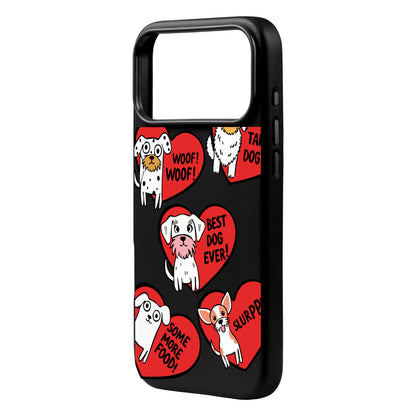DOGS WITH HEARTS-iPhone 17 Signature Leather Kılıf MagSafe Özellikli