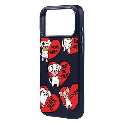 DOGS WITH HEARTS-iPhone 17 Pro Signature Leather Kılıf MagSafe Özellikli