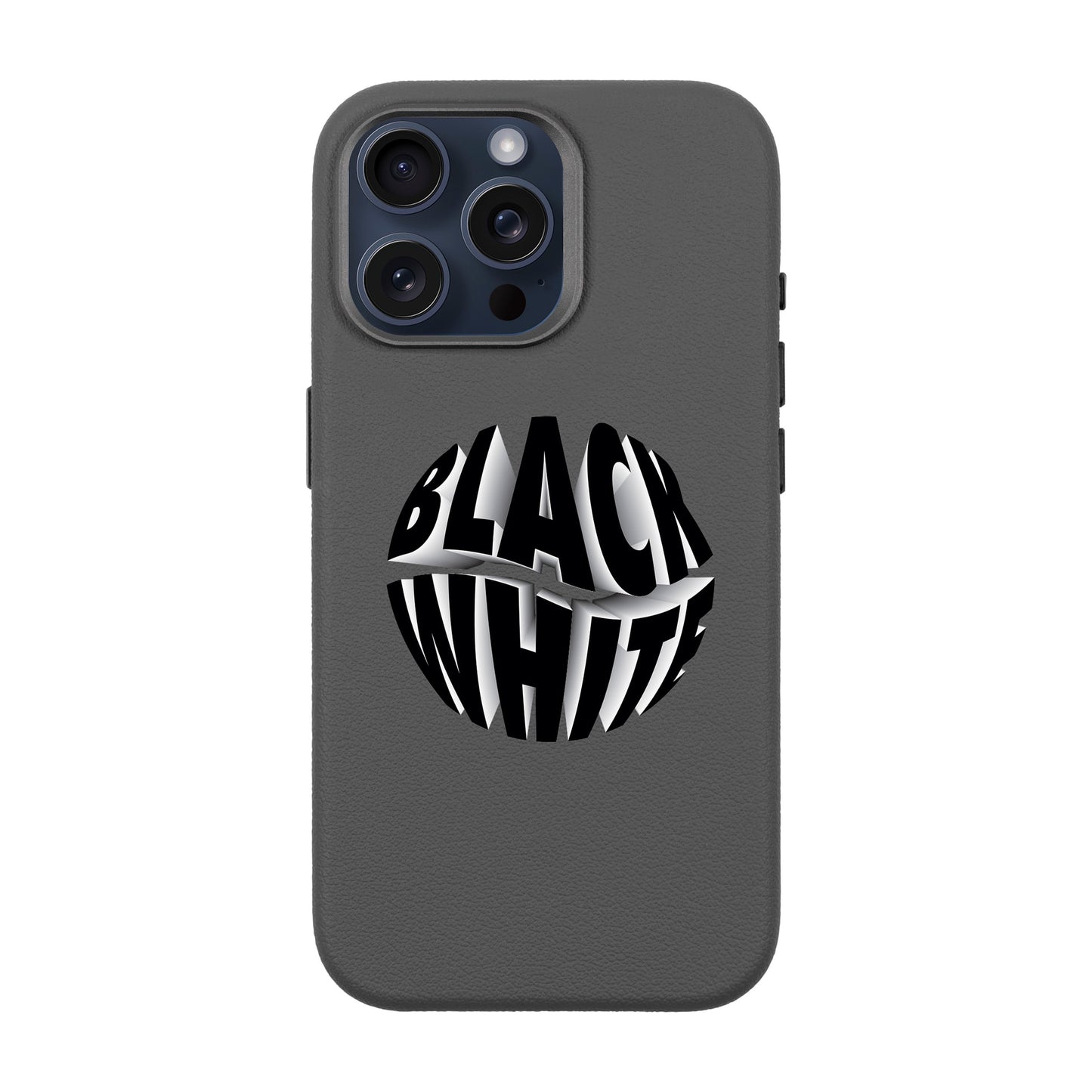BLACK WHITE-iPhone 15 Pro Max Leather Premium Kılıf MagSafe Özellikli