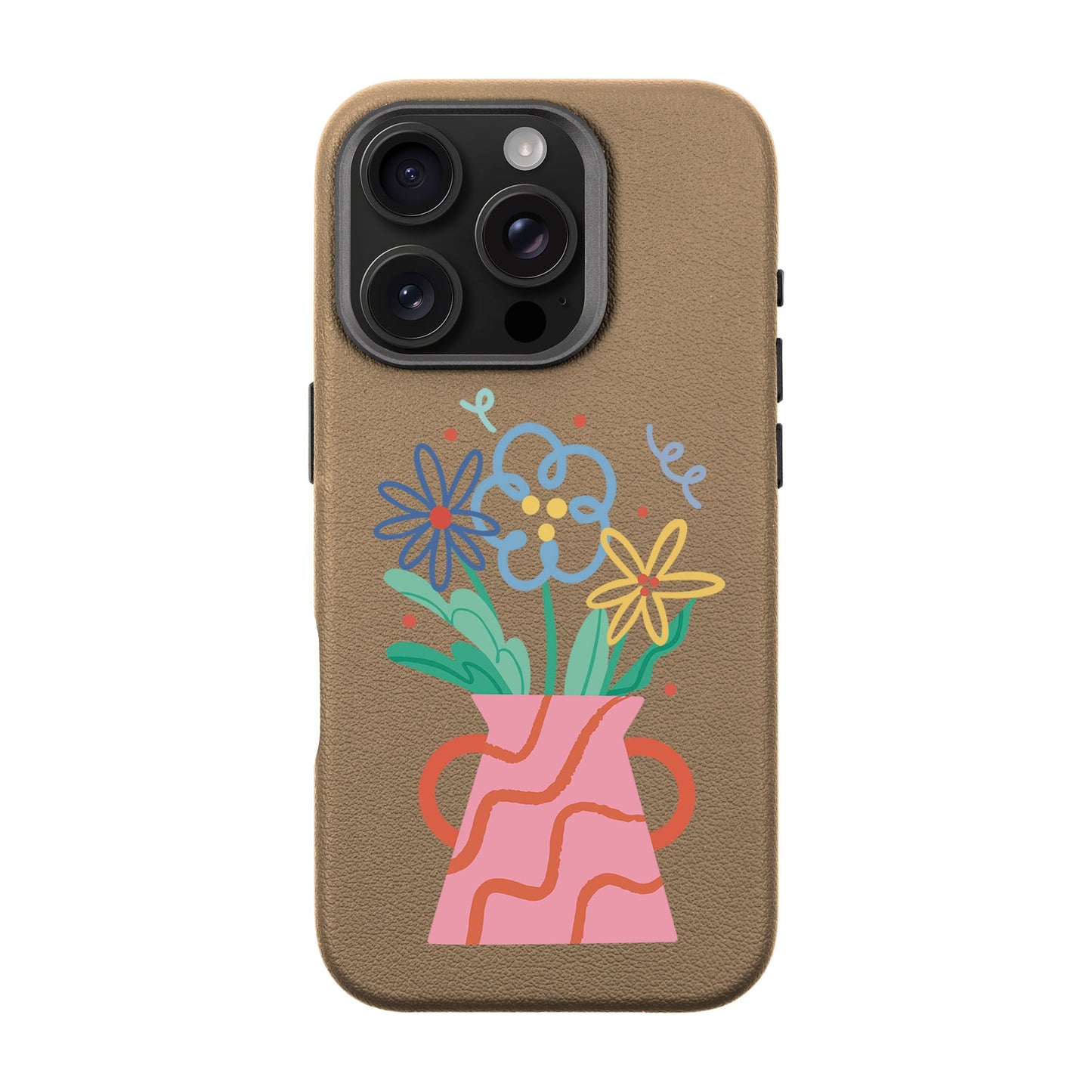 PINK VASE-iPhone 16 Pro Leather Premium Kılıf MagSafe Özellikli
