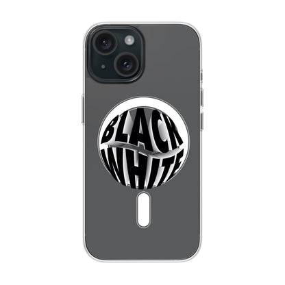 BLACK WHITE-Solid Kılıf MagSafe Özellikli - iPhone 15