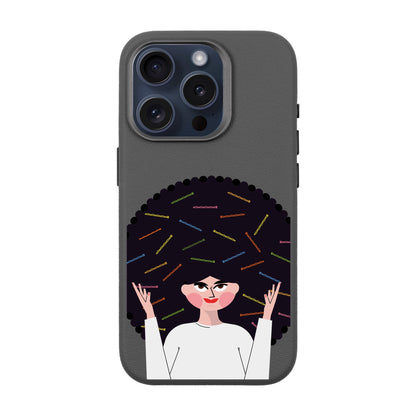 TANGLES OF HAPPINESS-iPhone 15 Pro Leather Premium Kılıf MagSafe Özellikli