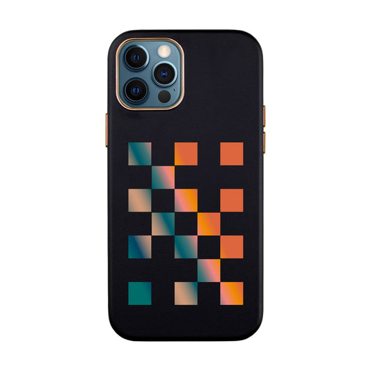 GRADIENT CHECKMATE-iPhone XR Leather Kılıf