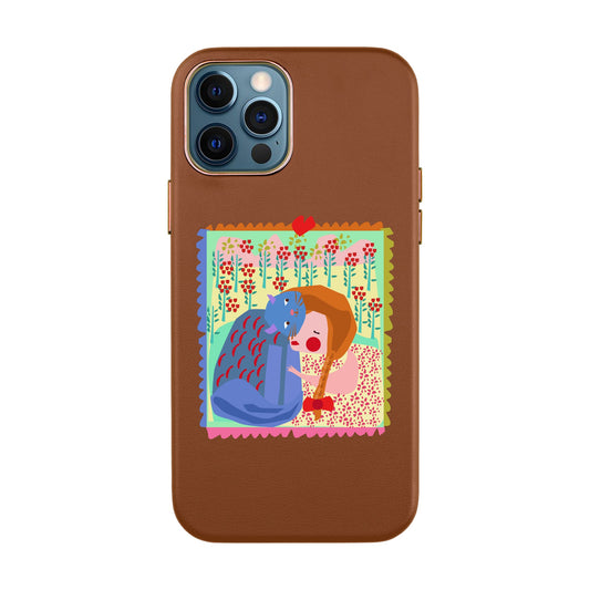 KEDİ POSTA PULU-iPhone 12 Pro Max Leather Kılıf