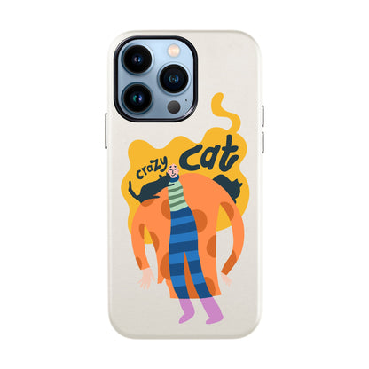 CRAZY CAT-iPhone 13 Pro Leather Kılıf