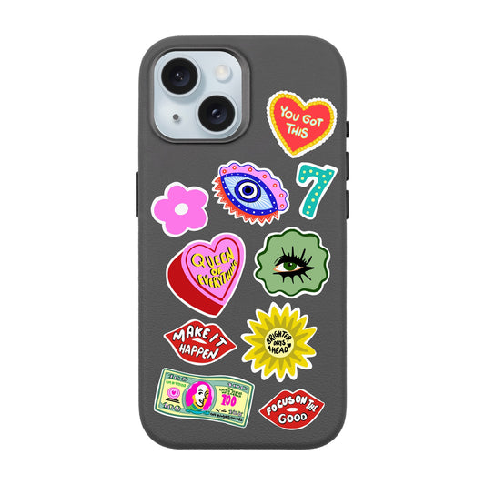 HM STICKERS-iPhone 15 Leather Premium Kılıf MagSafe Özellikli