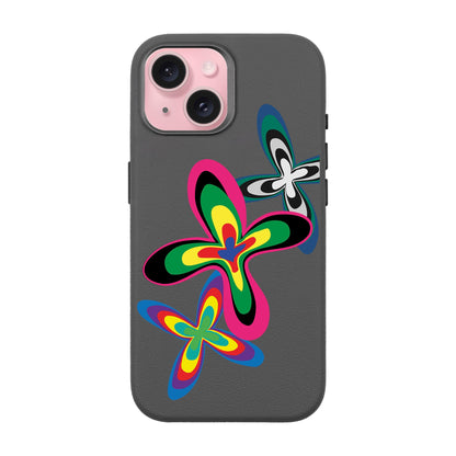 COLOR FLOWER-iPhone 15 Leather Premium Kılıf MagSafe Özellikli