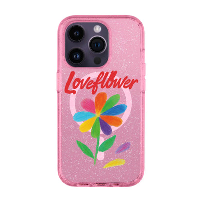 LOVE FLOWER-iPhone 14 Pro Shiny Kılıf MagSafe Özellikli
