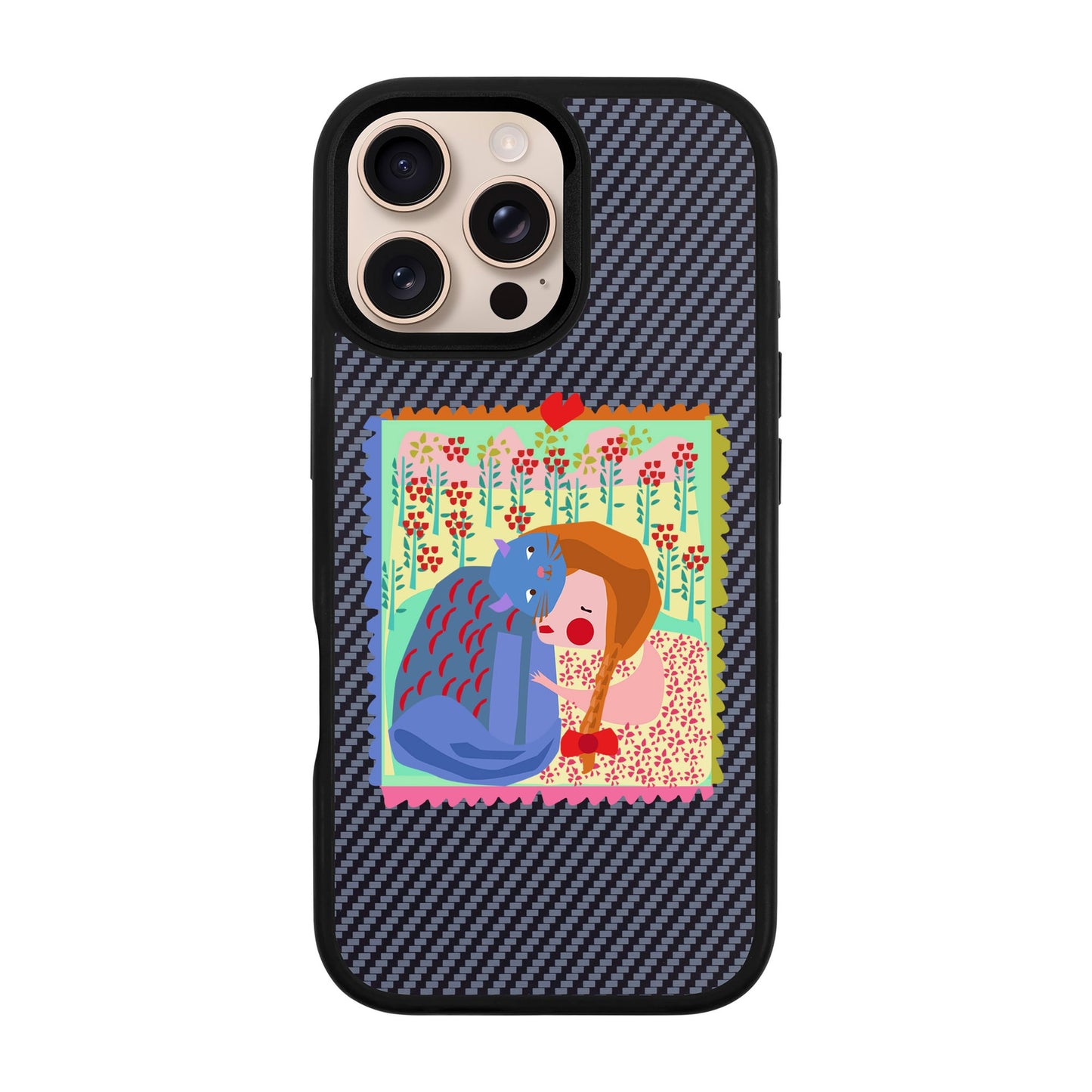 KEDİ POSTA PULU-iPhone 16 Pro Max Plaid Kılıf MagSafe Özellikli
